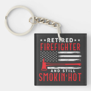 Retired Firefighter Retirement Thin Red Line Key Ring