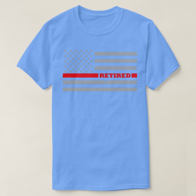 Retired Firefighter Thin Red Line Flag  T-Shirt (Design Front)