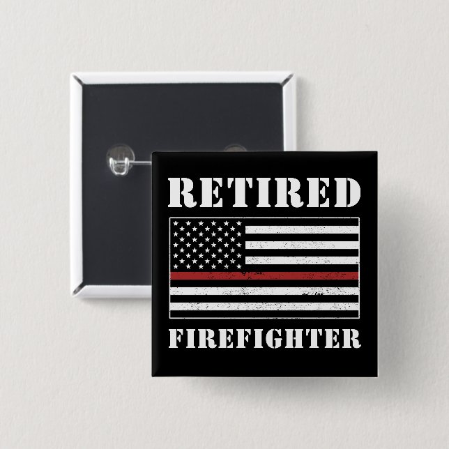Retired Firefighter Thin Red Line Retirement Gifts 15 Cm Square Badge (Front & Back)