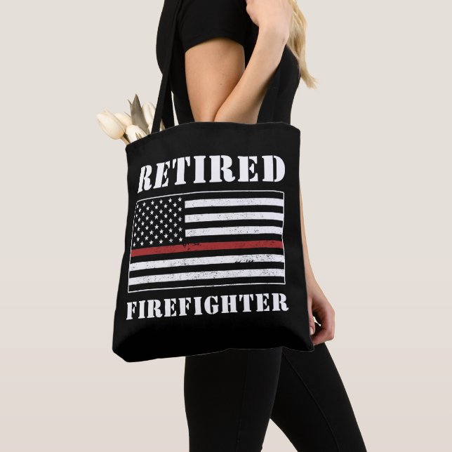 Retired Firefighter Thin Red Line Retirement Gifts Tote Bag (Close Up)