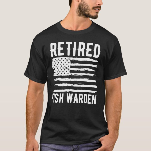 Retired Fish Warden Profession American Flag T-Shirt (Front)