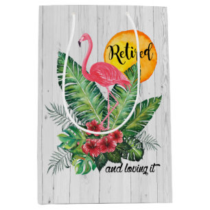 Retired Flamingo Watercolor Medium Gift Bag