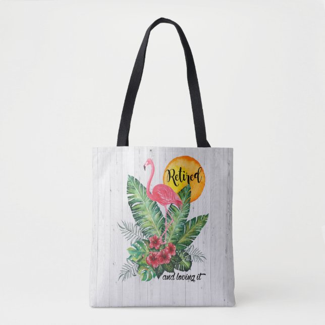 Retired Flamingo Watercolor Tote Bag (Front)