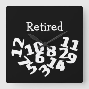 Retired Funny Fallen Numbers Square Wall Clock