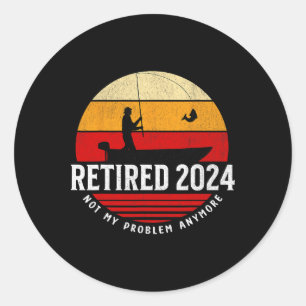Retired Funny Fishing Retirement Retro Gone Fishin Classic Round Sticker