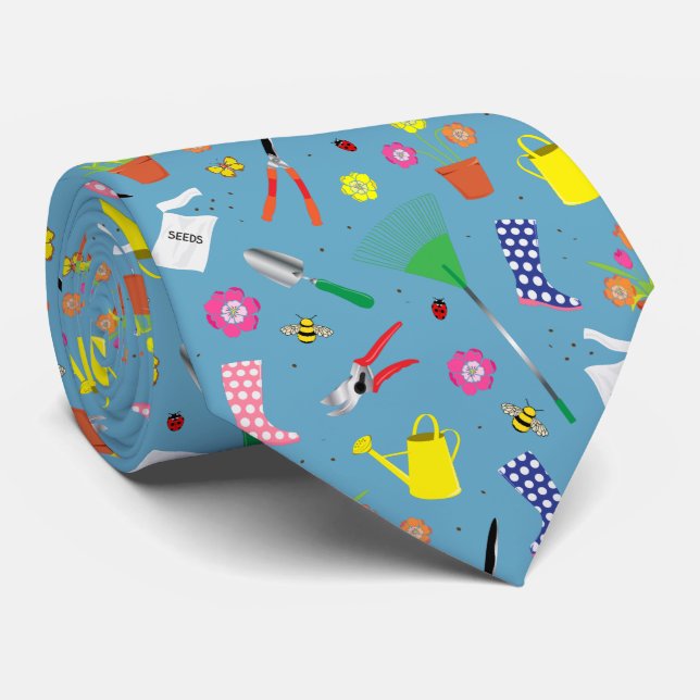 Retired Gardener Cartoon Tie (Rolled)