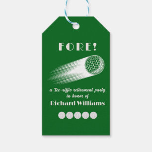Retired Golf Fore Tee-Riffic Retirement party Gift Tags