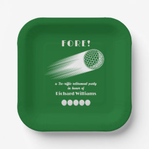 Retired Golf Fore Tee-Riffic Retirement party Paper Plate