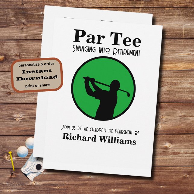 Retired Golf Player Swinging into Retirement  Invitation (Creator Uploaded)