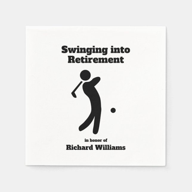 Retired Golf Player Swinging into Retirement moder Napkin (Front)