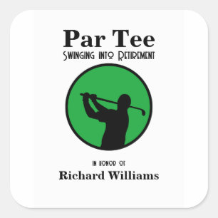 Retired Golf Player Swinging into Retirement  Square Sticker