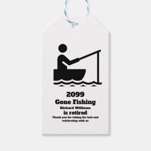Retired Gone Fishing Modern Minimalist Retirement Gift Tags
