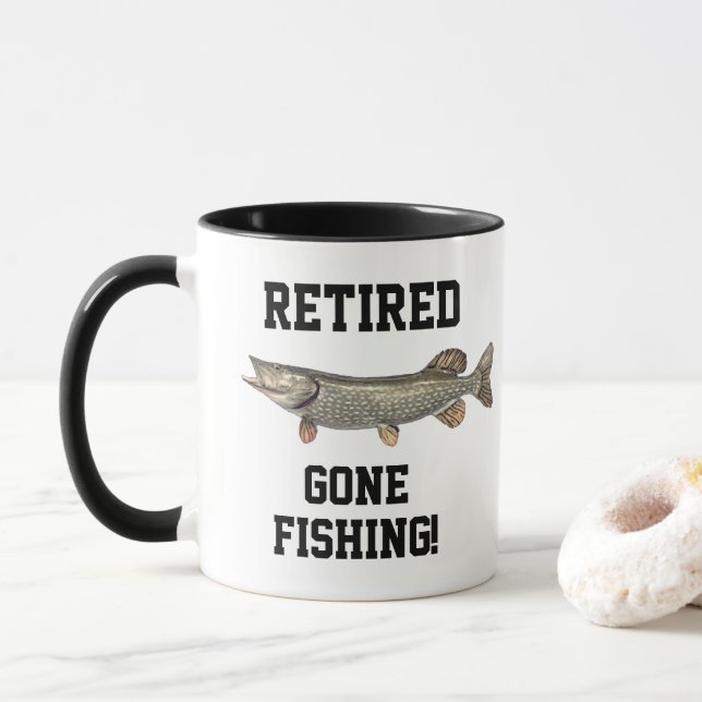Retired Gone Fishing Northern Pike Sports Mug (With Donut)