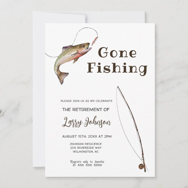 Retired gone fishing Retirement  Invitation (Front)