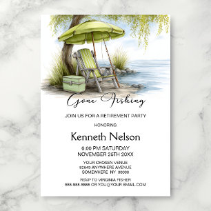 Retired Gone Fishing Retirement Party Invitation