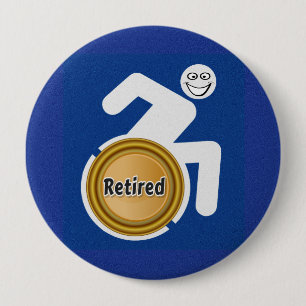 Retired Handicapped 10 Cm Round Badge
