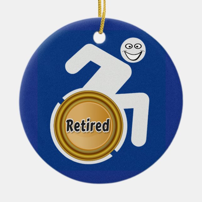 Retired Handicapped Ceramic Ornament (Front)