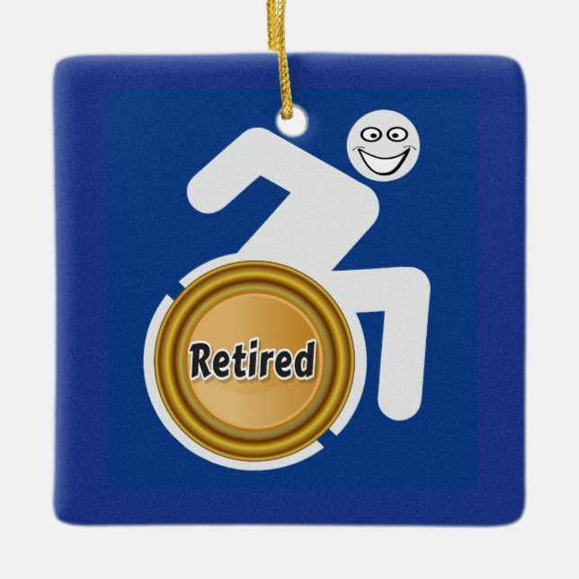 Retired Handicapped Ceramic Ornament (Front)