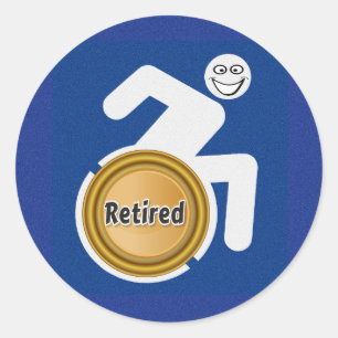 Retired Handicapped Classic Round Sticker