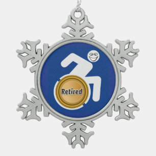 Retired Handicapped Snowflake Pewter Christmas Ornament
