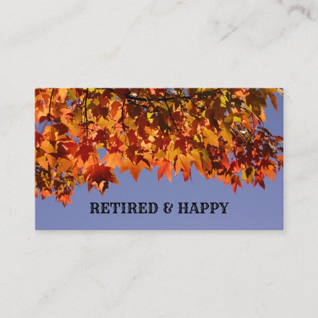 RETIRED Happy business cards Custom Autumn leaves (Front)