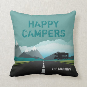 Retired Happy Campers RV   Personalised Teal Cushion