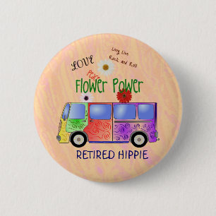 Retired Hippie, groovy design, 6 Cm Round Badge