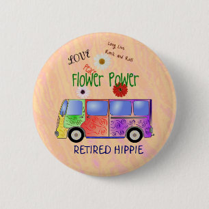 Retired Hippie, groovy design, 6 Cm Round Badge