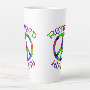 Retired Hippie Tie Dye Peace Latte Cup Mug