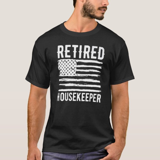 Retired Housekeeper Profession American Flag Premi T-Shirt (Front)