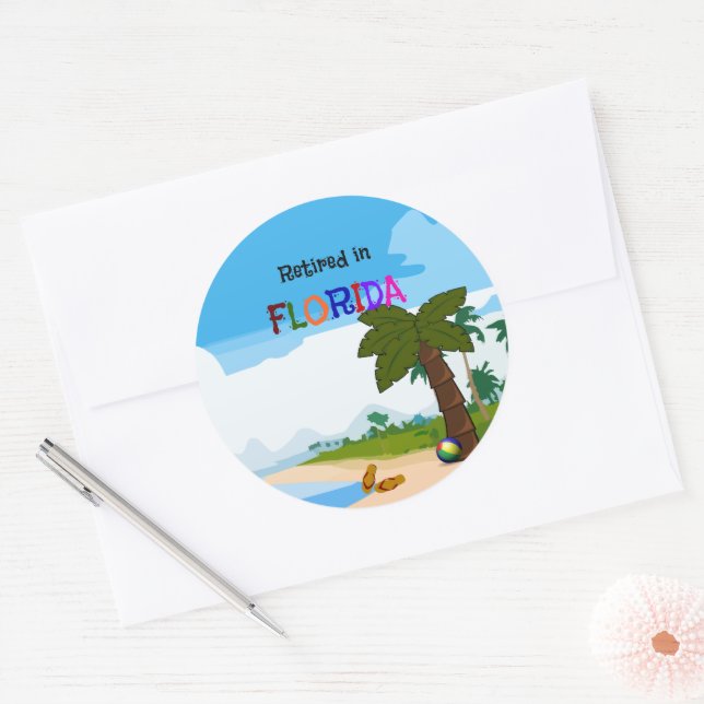 Retired in Florida Classic Round Sticker (Envelope)