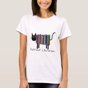 Retired Librarian Book Cat Gifts T-Shirt