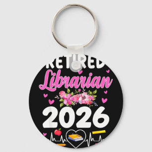 Retired librarian est 2026 school librarian key ring