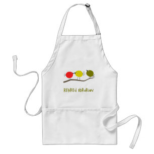 Retired Librarian Reto Birds Design Gifts Standard Apron