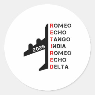 Retired Lot 2026 Phonetic Alphabet Retirement Gift Classic Round Sticker