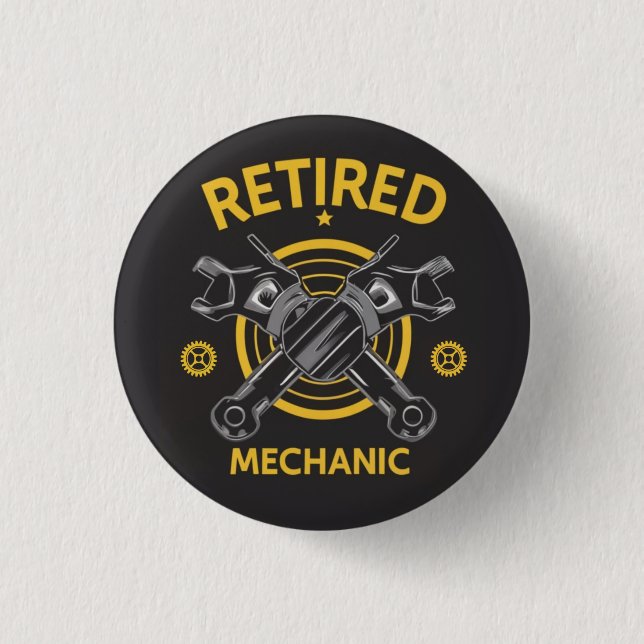 Retired Mechanic 3 Cm Round Badge (Front)