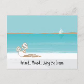 Retired Moved Beach Scene New Address Announcement Postcard