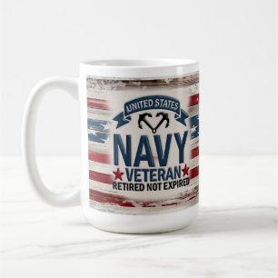 Retired Navy Veteran USA Flag Mug Gift