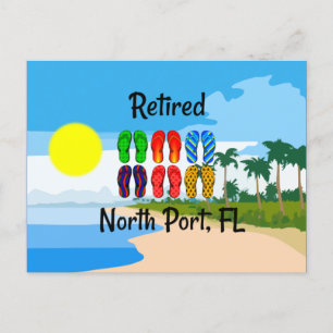 Retired, North Port, FL, beach design, Postcard