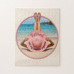 Retired Not My Problem Anymore Hat Tropical Beach Jigsaw Puzzle