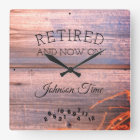 Retired Now On Any Name Time Rustic Board Image