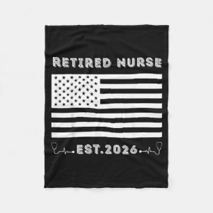 Retired Nurse American Nurses Retirement USA Flag Fleece Blanket