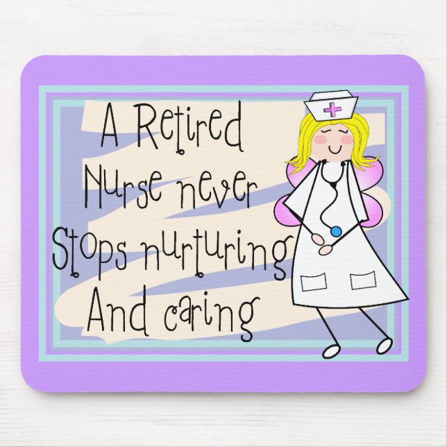 Retired Nurse Angel Art Cards & Gifts Mouse Pad (Front)