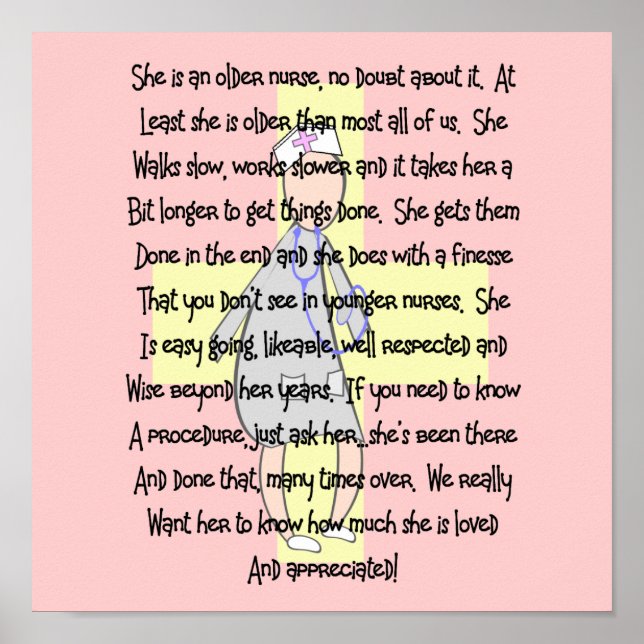 Retired Nurse Art Print "Appreciated" (Front)