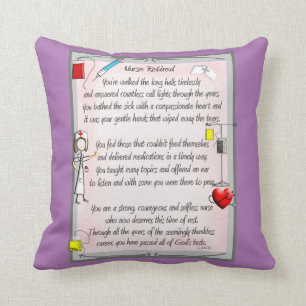 Retired Nurse Canvas Art Poem  by Gail Gabel,RN Po Cushion