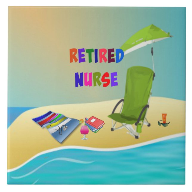 Retired Nurse, Fun in the Sun, Ceramic Tile (Front)