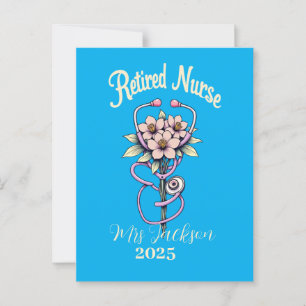 Retired Nurse Minimalist floral stethoscope Postcard