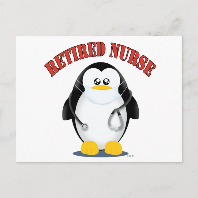 Retired Nurse Penguin Postcard (Front)