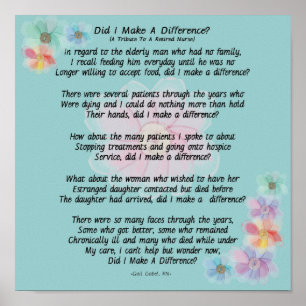 Retired Nurse Poem "Did I Make A Difference?" Poster