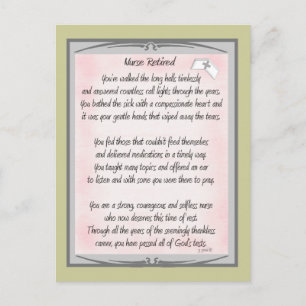 Retired Nurse Poem gifts by ~~Gail Gabel, RN Postcard